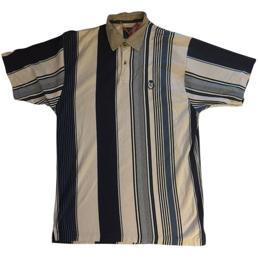 Extra Large Chaps Blue and White Striped Polo Shirt