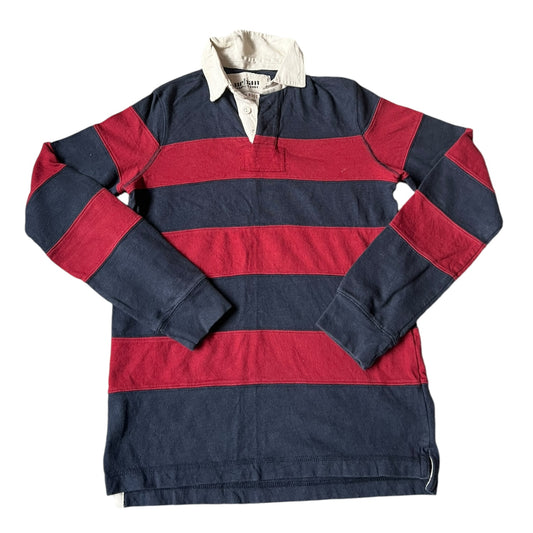 Kids XL Urban Pipeline Striped Navy and Red Rugby Shirt