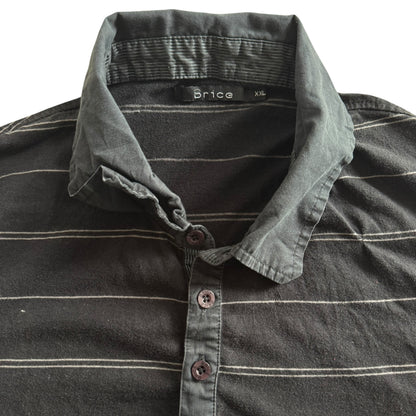 XXL Brice Black and White Striped Rugby Shirt