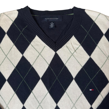 Extra Large Tommy Hilfiger Navy and White Knitted Jumper