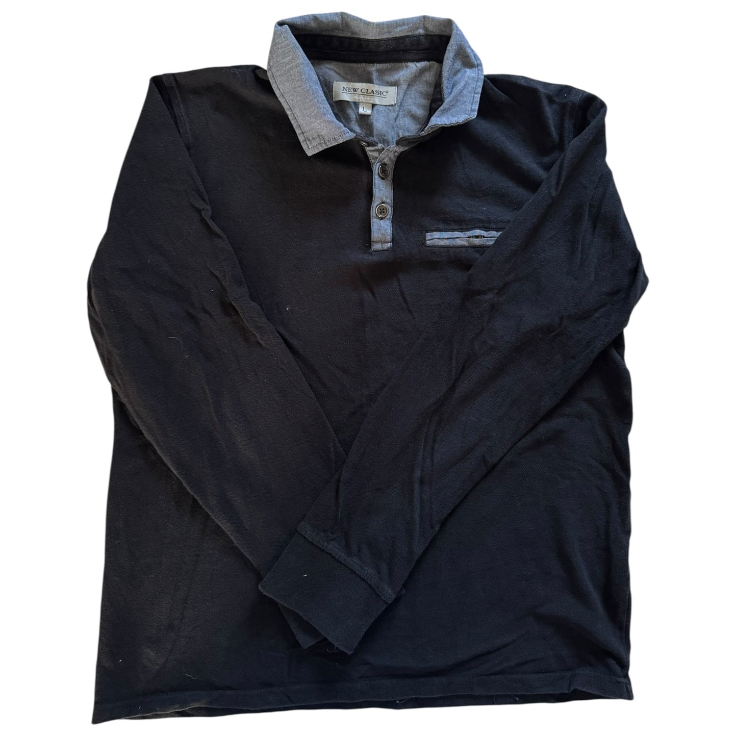 Large New Classic Black Rugby Shirt