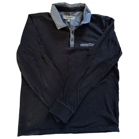 Large New Classic Black Rugby Shirt