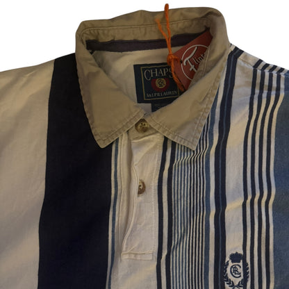 Extra Large Chaps Blue and White Striped Polo Shirt
