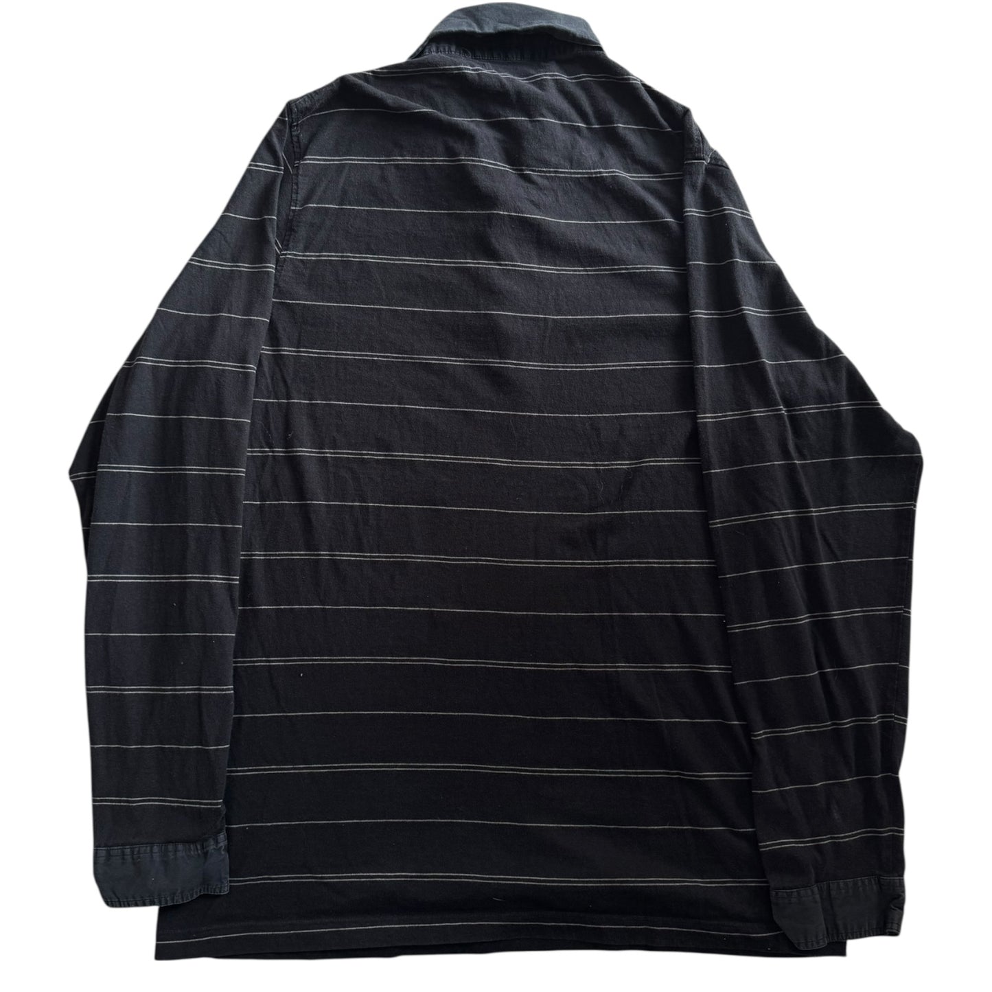 XXL Brice Black and White Striped Rugby Shirt