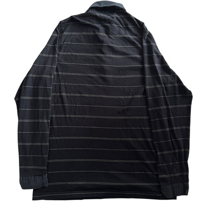 XXL Brice Black and White Striped Rugby Shirt