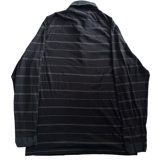 XXL Brice Black and White Striped Rugby Shirt