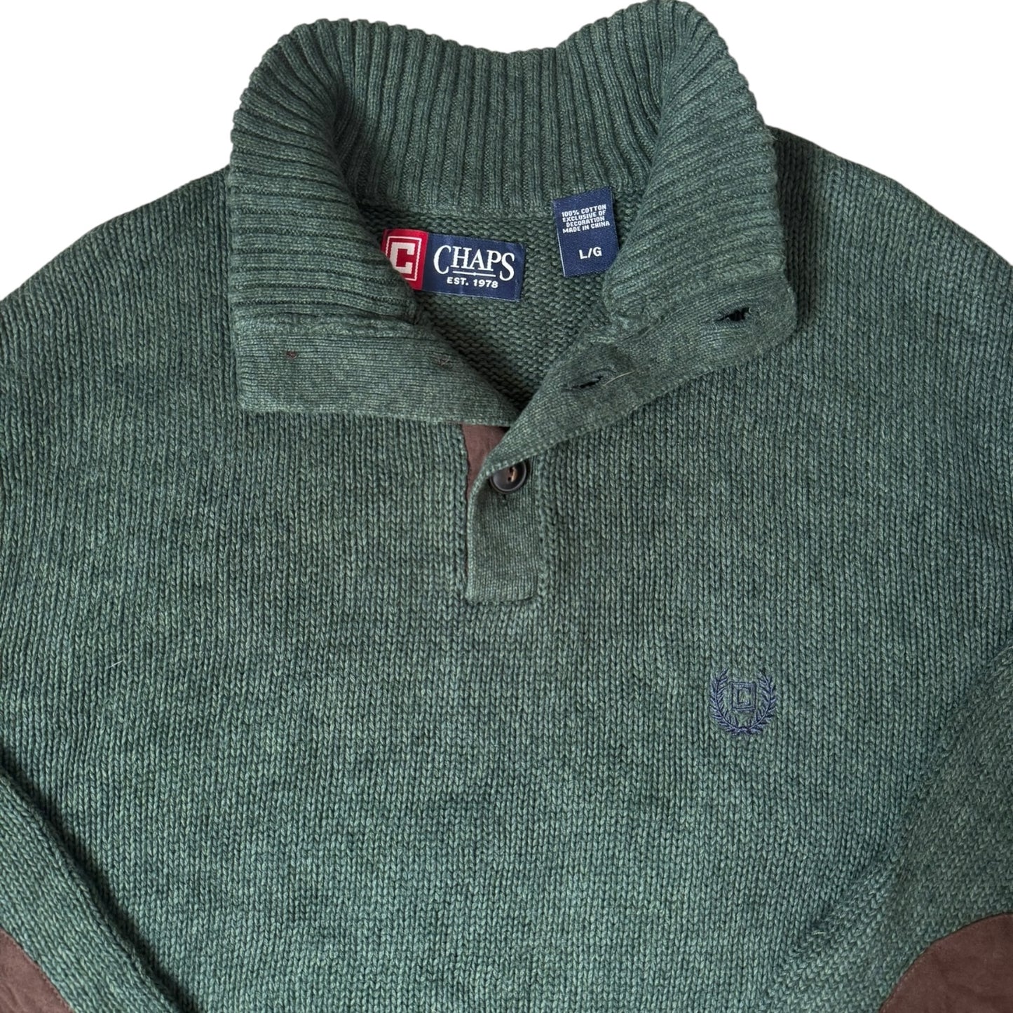 Large Chaps Green Thick Knitted Jumper