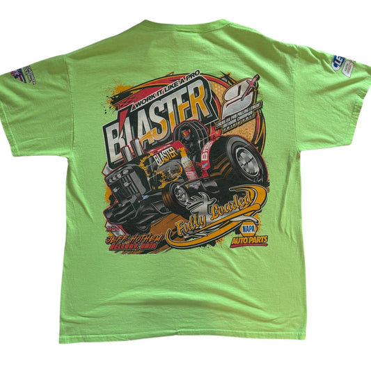 Large Jerzees Neon Yellow Racing Graphic T-Shirt