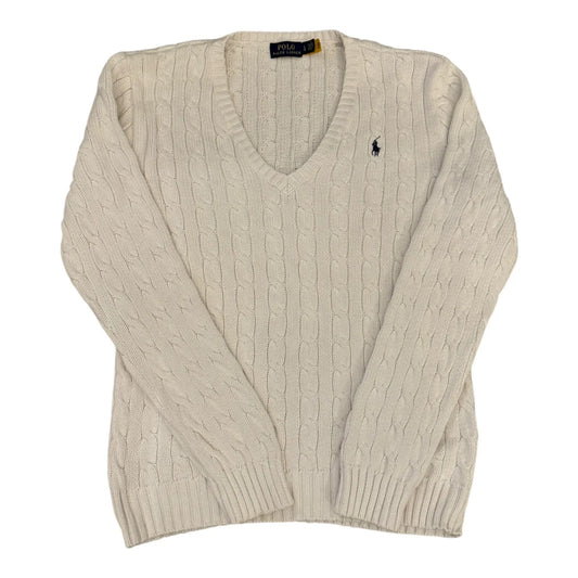 Womans Large Ralph Lauren White Cable Knit