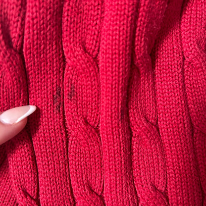 Woman’s Large Ralph Lauren Red Cable Knit Jumper