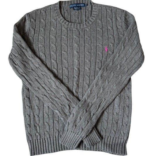 Women’s Medium Ralph Lauren Grey Cable Knit Jumper