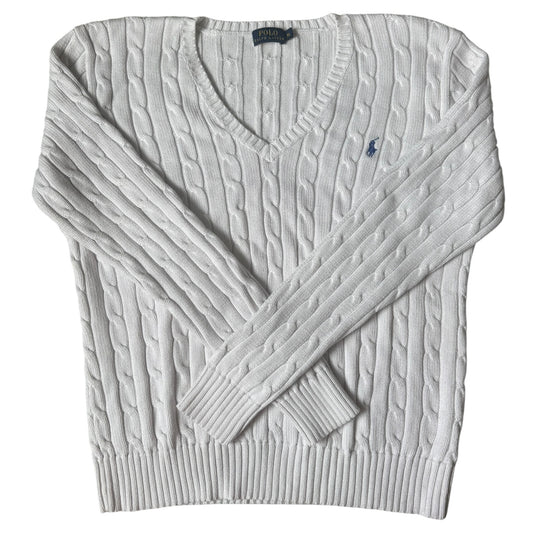 Woman’s Extra Large Ralph Lauren White Cable Knit Jumper