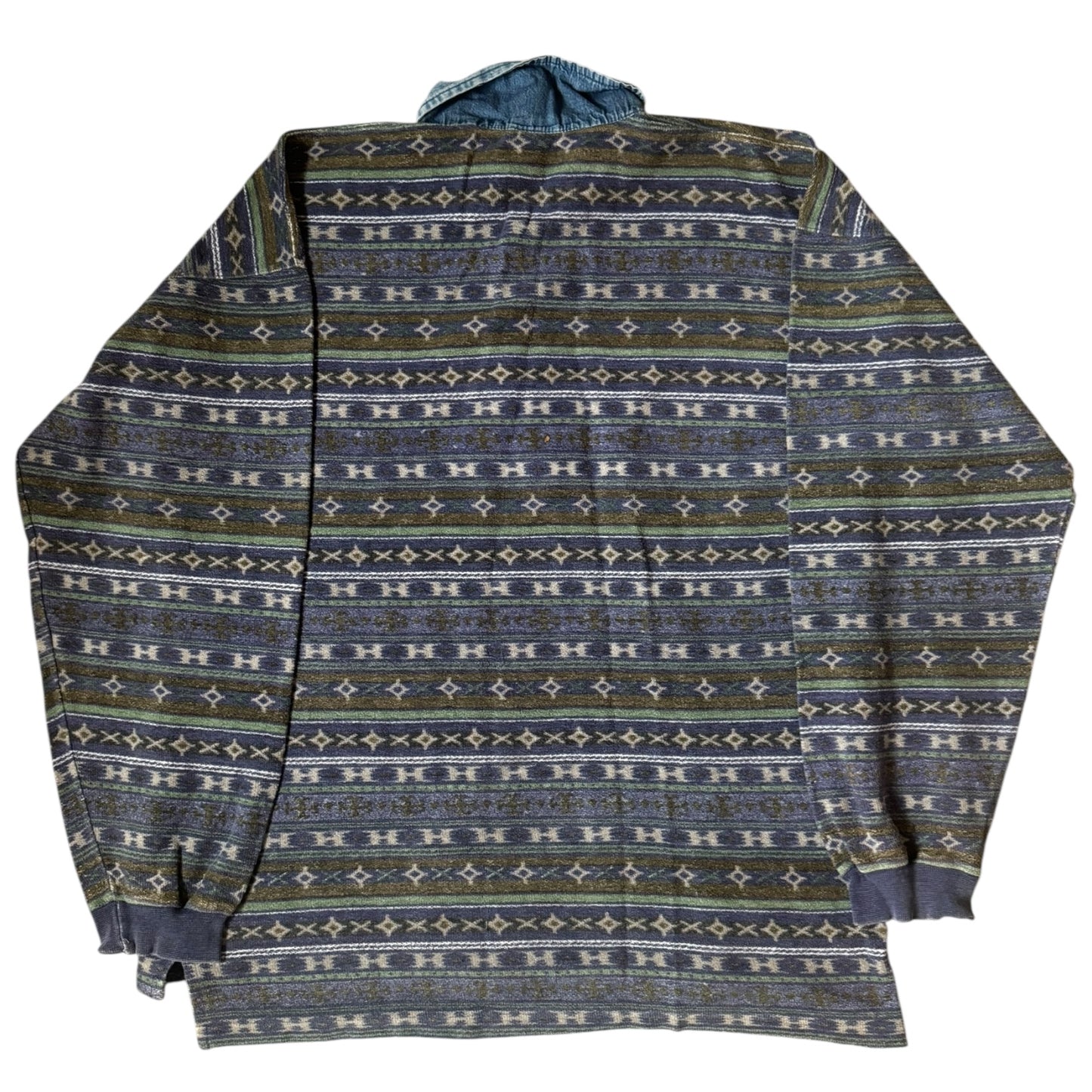 Extra Large City Jeans Blue Patterned Rugby Shirt