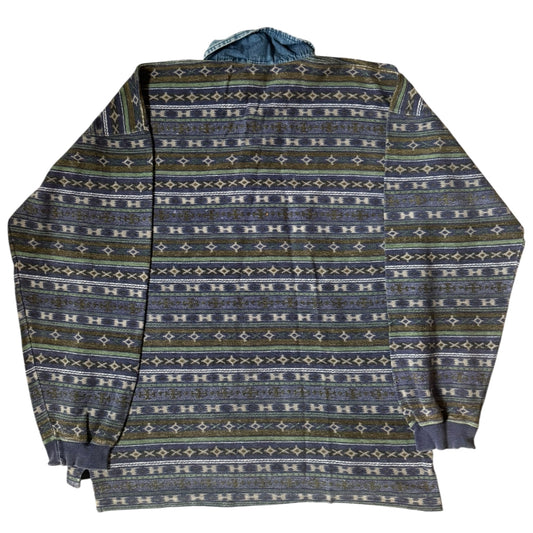 Extra Large City Jeans Blue Patterned Rugby Shirt