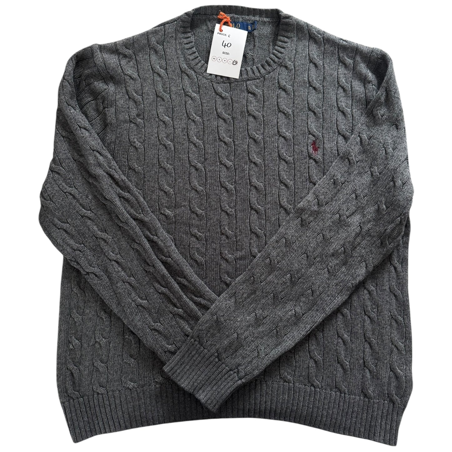 Extra Large Ralph Lauren Grey Cable Knit Jumper