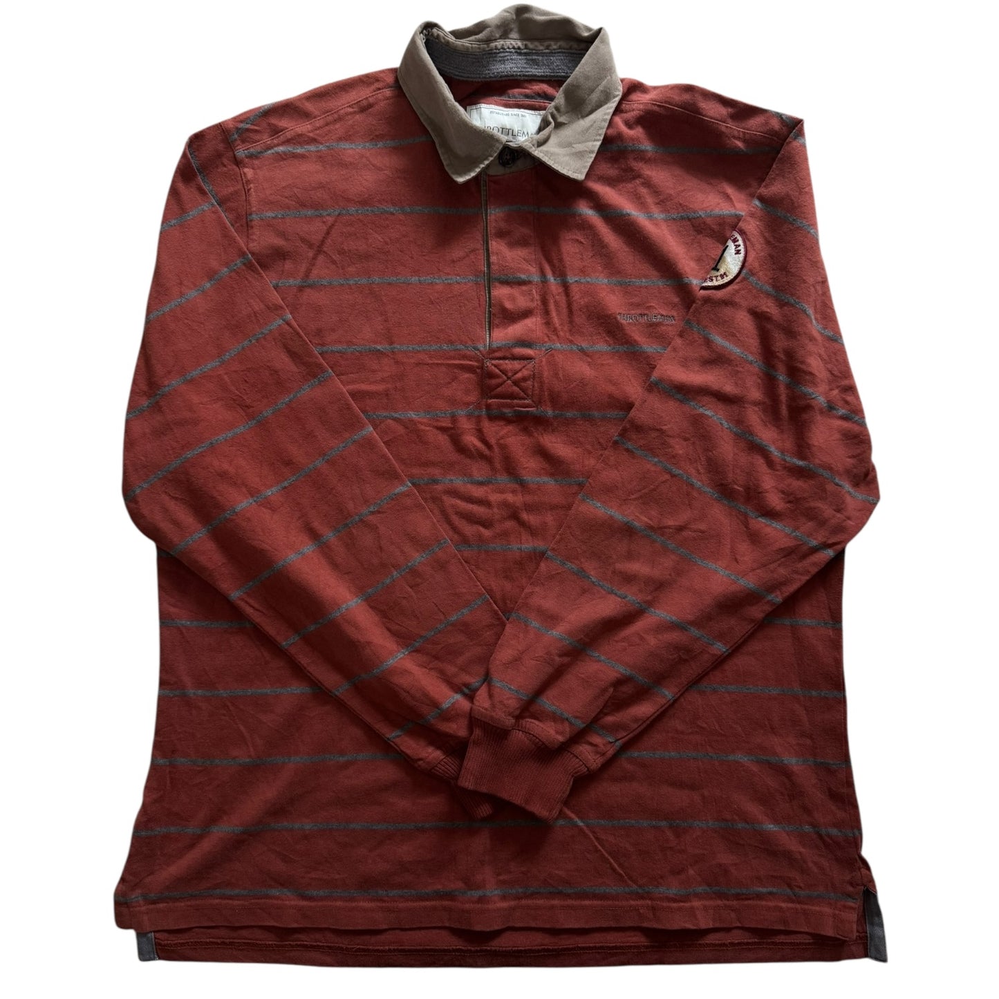 Extra Large Throttleman Orange Striped Rugby Shirt