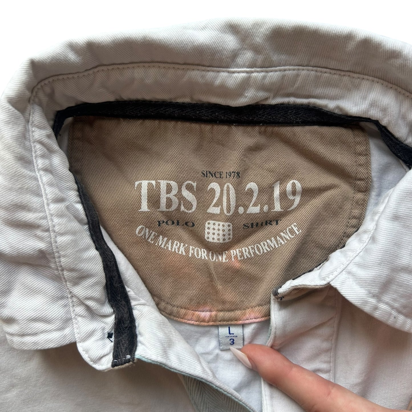 Large TBS White Polo Shirt