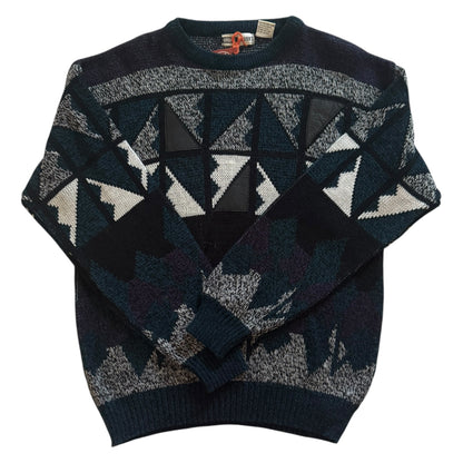 Medium Urban Works Blue Patterned Knitted Jumper