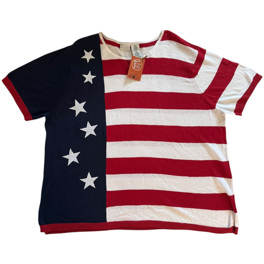 Women’s Extra Large White Stag Red/Navy Knitted USA Flag Jumper