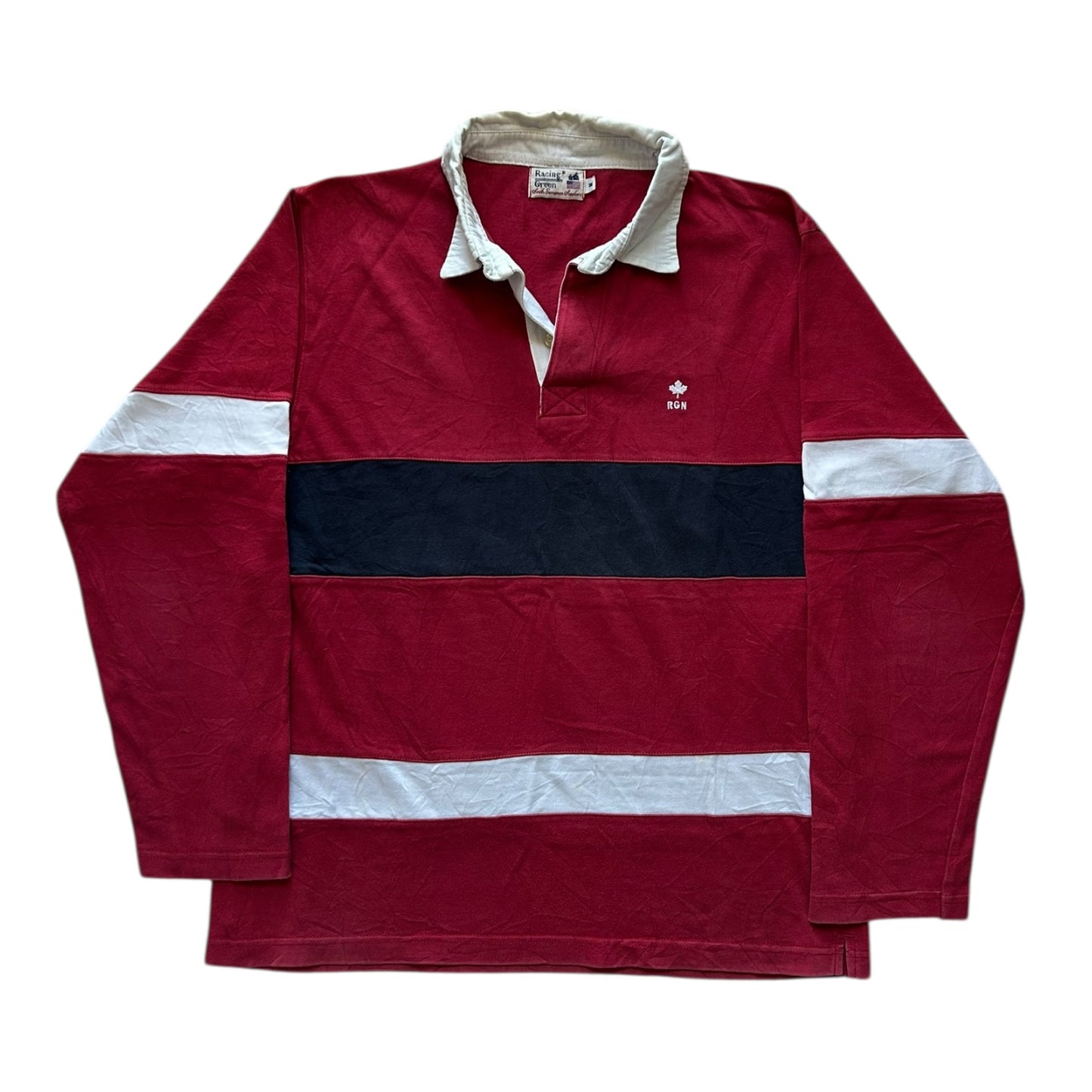 Medium Racing Green Red Rugby Shirt