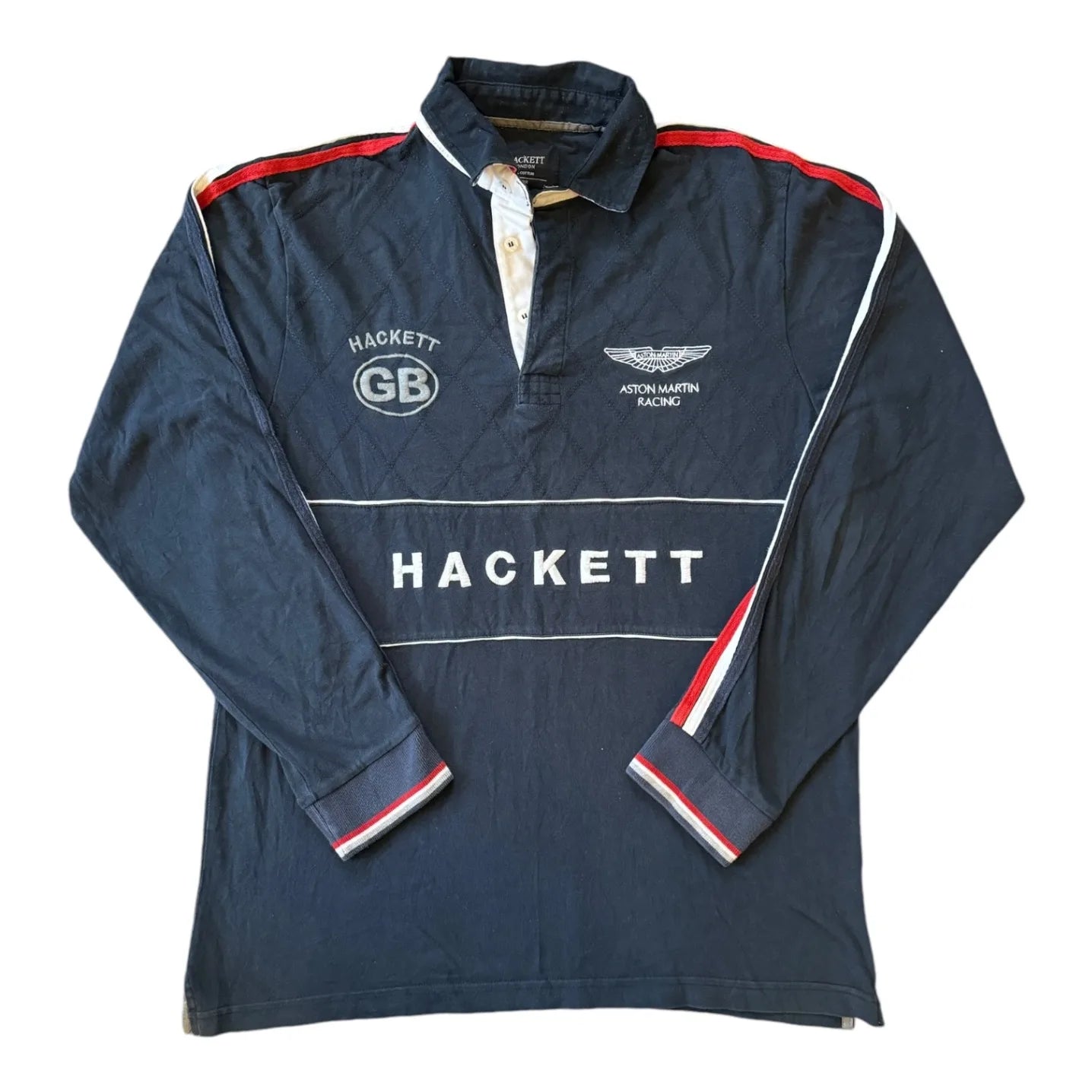 Large Hackett Aston Martin Navy Rugby Shirt