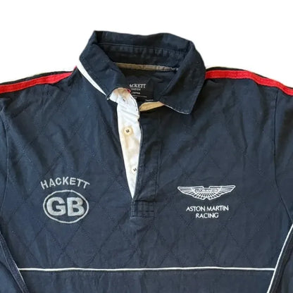 Large Hackett Aston Martin Navy Rugby Shirt Top