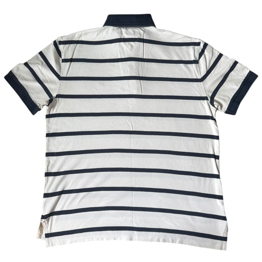 Large Tommy Hilfiger Navy and White Striped Polo Shirt