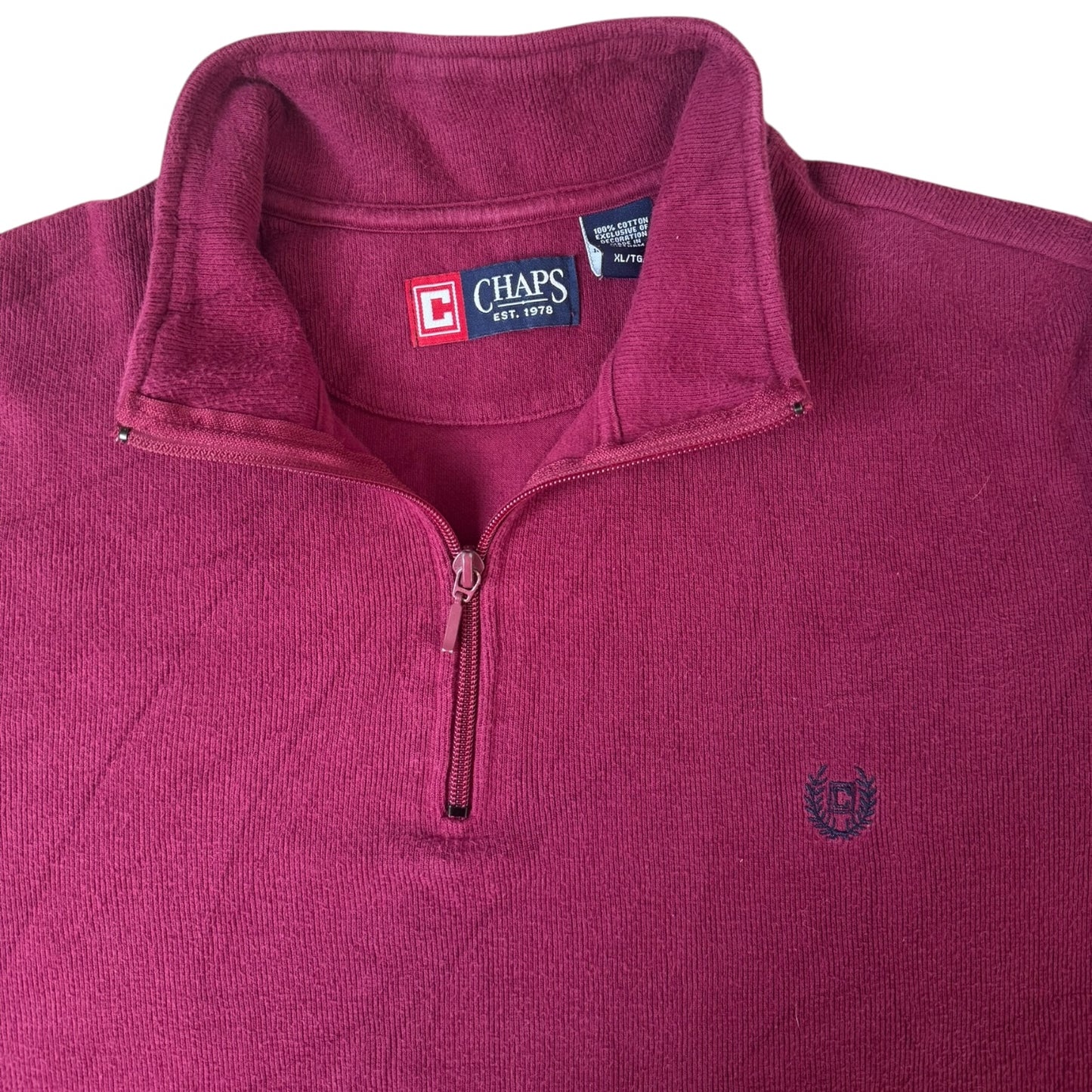 Extra Large Chaps Burgundy 1/4 Zip