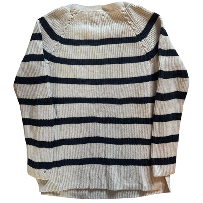 Woman’s Small Tommy Hilfiger Navy and White Striped Knitted JUmper