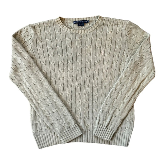 Womans Large Ralph Lauren Green Cable Knit
