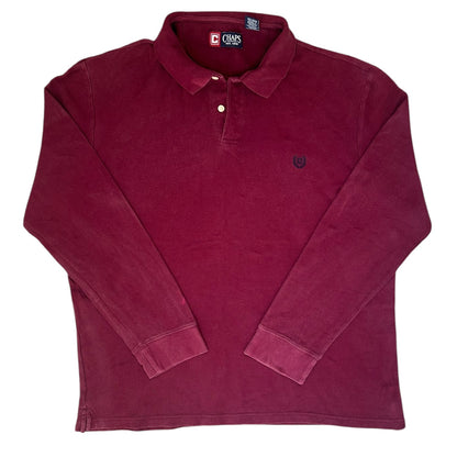 Extra Large Chaps Burgundy Long Sleeved Polo Shirt