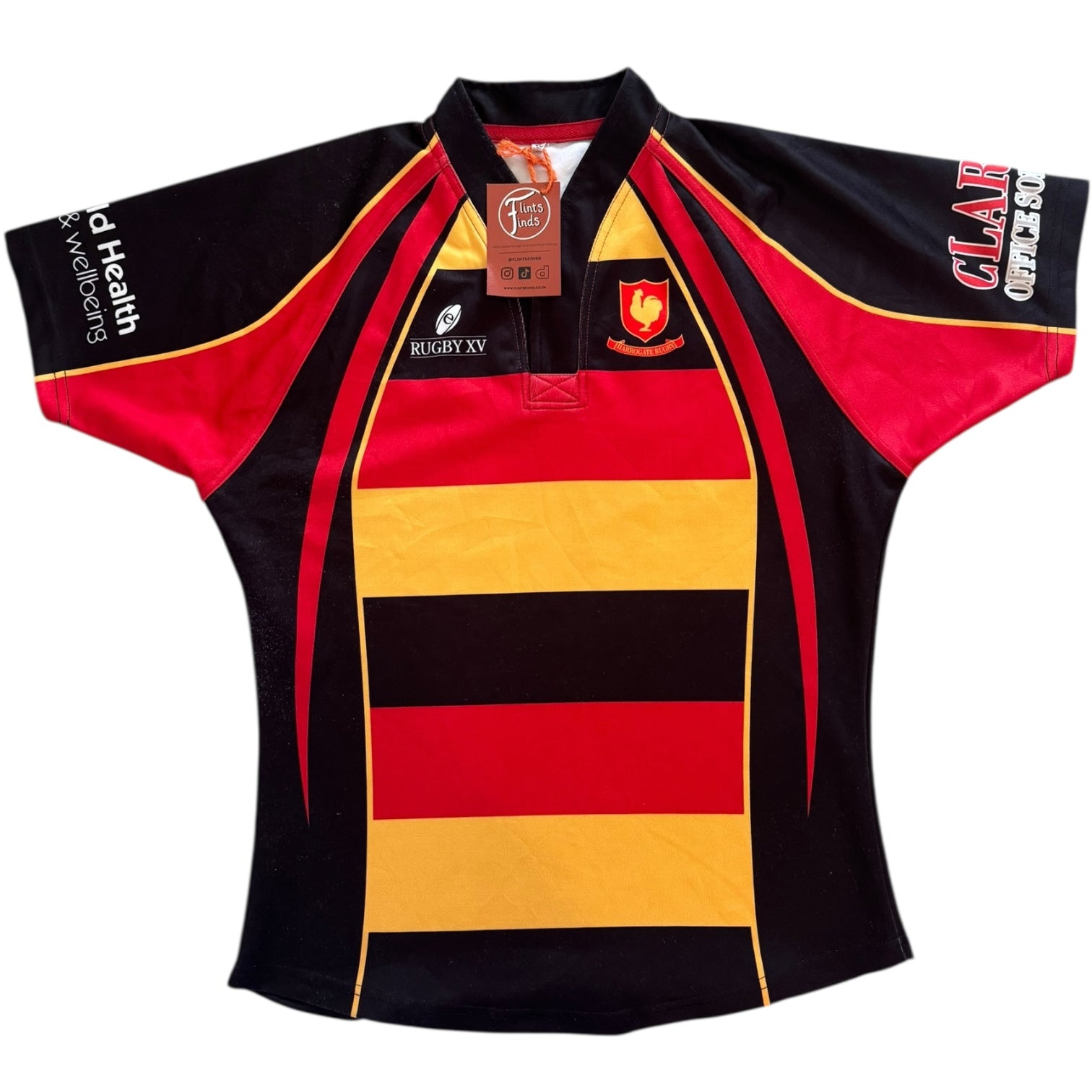 Medium Harrogate Rugby Black, Yellow and Red Rugby Shirt – Flints Finds