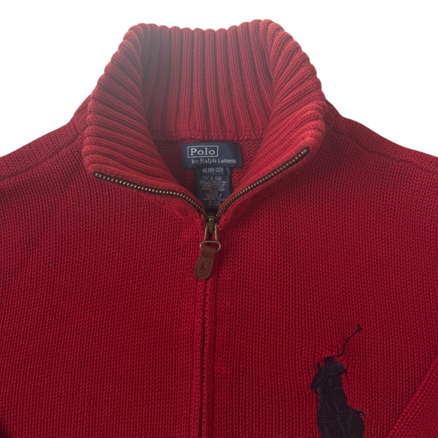 Small Ralph Lauren Red Full Zip Knitted Jumper