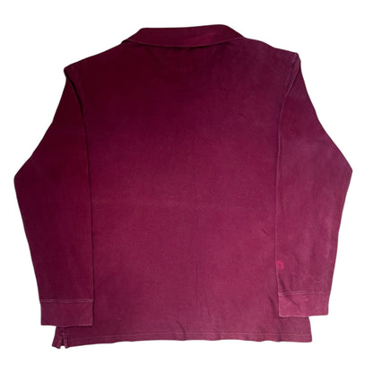 Extra Large Chaps Burgundy Long Sleeved Polo Shirt