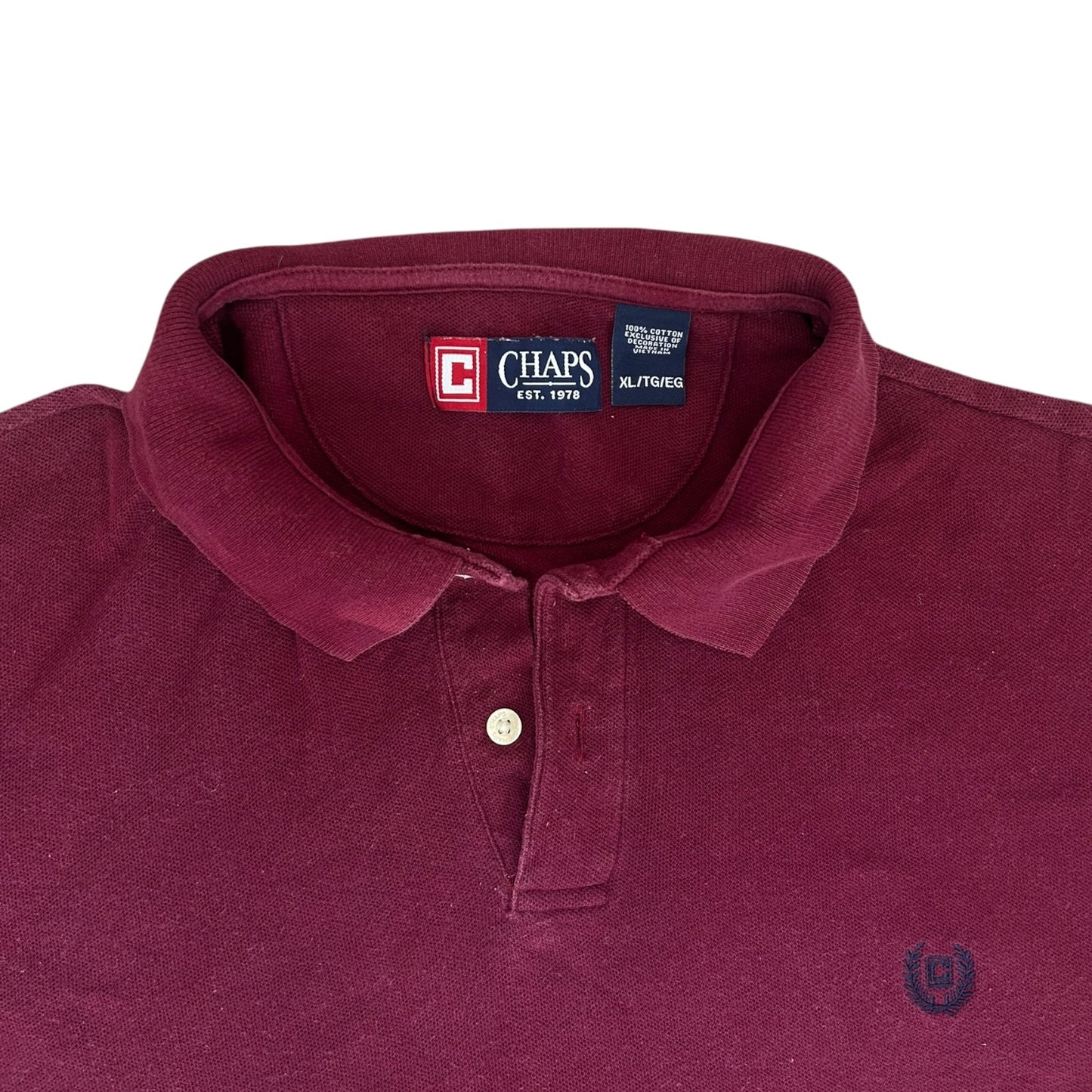 Extra Large Chaps Burgundy Long Sleeved Polo Shirt