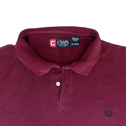 Extra Large Chaps Burgundy Long Sleeved Polo Shirt