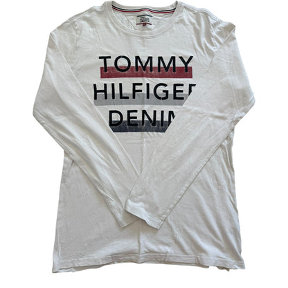 Medium Tommy Hilfiger White Long Sleeved T-Shirt