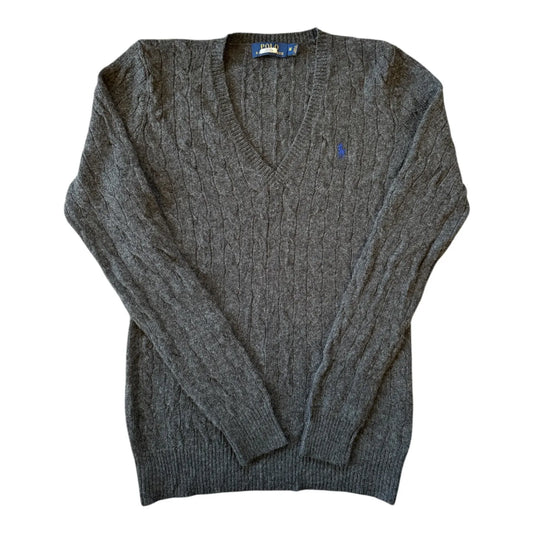 Womans Medium Ralph Lauren Grey Wool Cable Knit