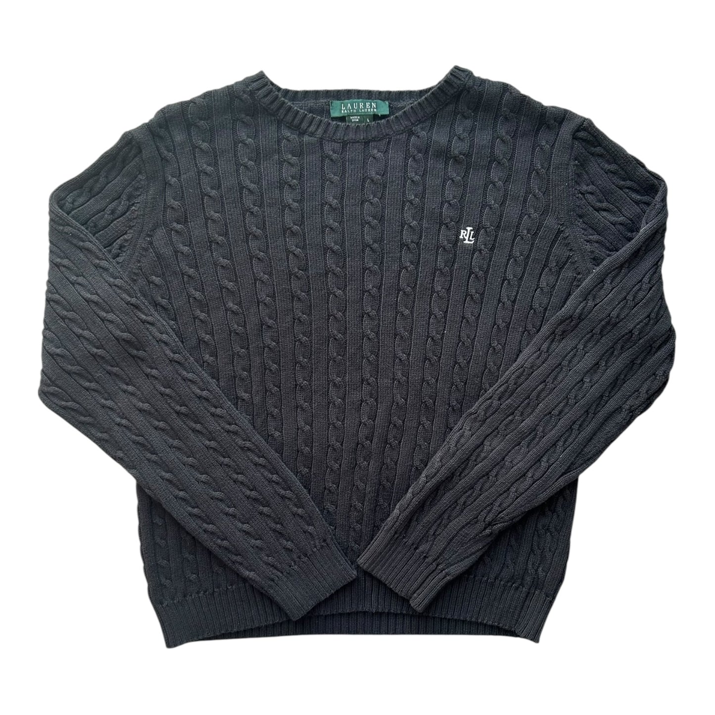 Woman’s Large Ralph Lauren Black Cable Knit
