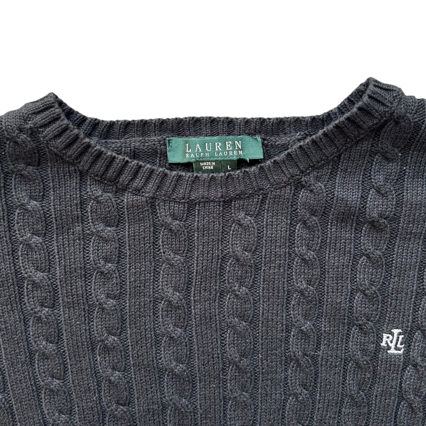 Woman’s Large Ralph Lauren Black Cable Knit