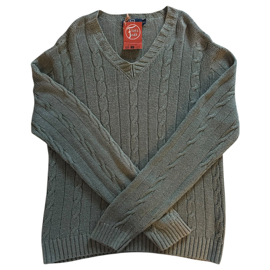 Woman's Extra Large Ralph Lauren Green Cable Knit Jumper