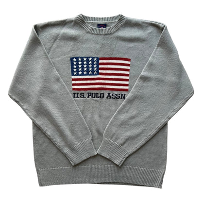 Extra Large U.S. Polo Assn. Grey Knitted Jumper