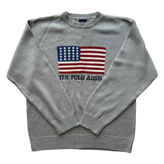 Extra Large U.S. Polo Assn. Grey Knitted Jumper