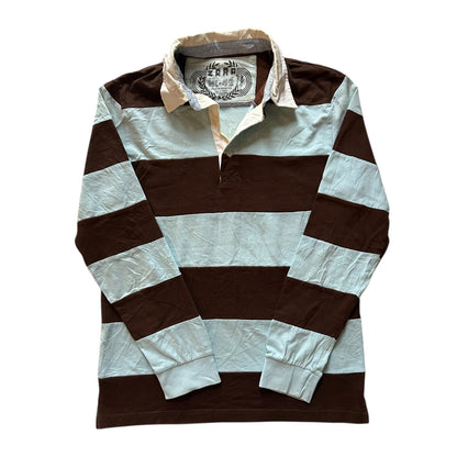 Extra Large Zara Brown and Light Blue Rugby Shirt
