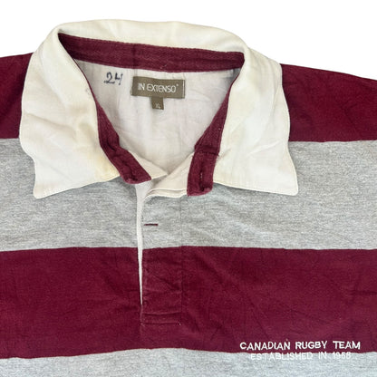 Extra Large In Extenso Grey And Burgundy Striped Rugby Shirt