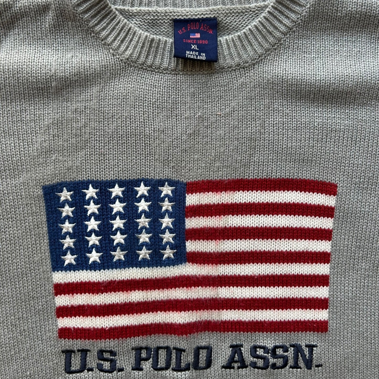 Extra Large U.S. Polo Assn. Grey Knitted Jumper