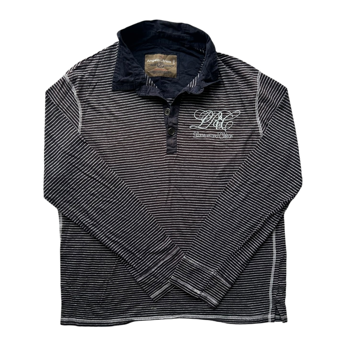 XXL Angelo Litrico Purple and White Striped Rugby Shirt