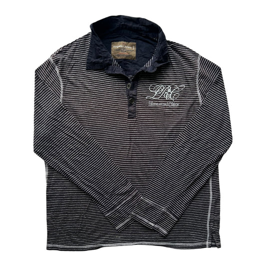 XXL Angelo Litrico Purple and White Striped Rugby Shirt