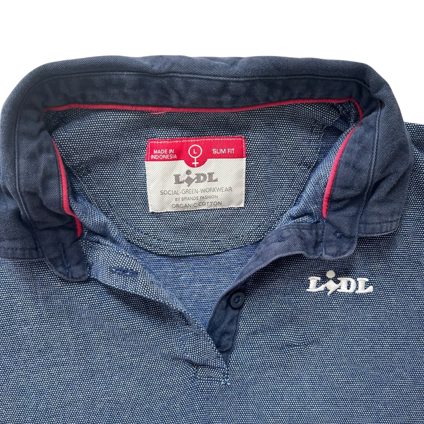 Large Lidl Blue Polo Shirt