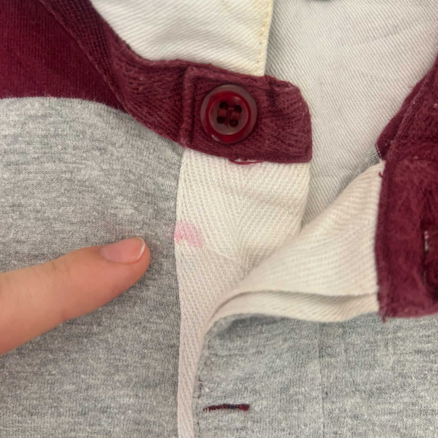 Extra Large In Extenso Grey And Burgundy Striped Rugby Shirt